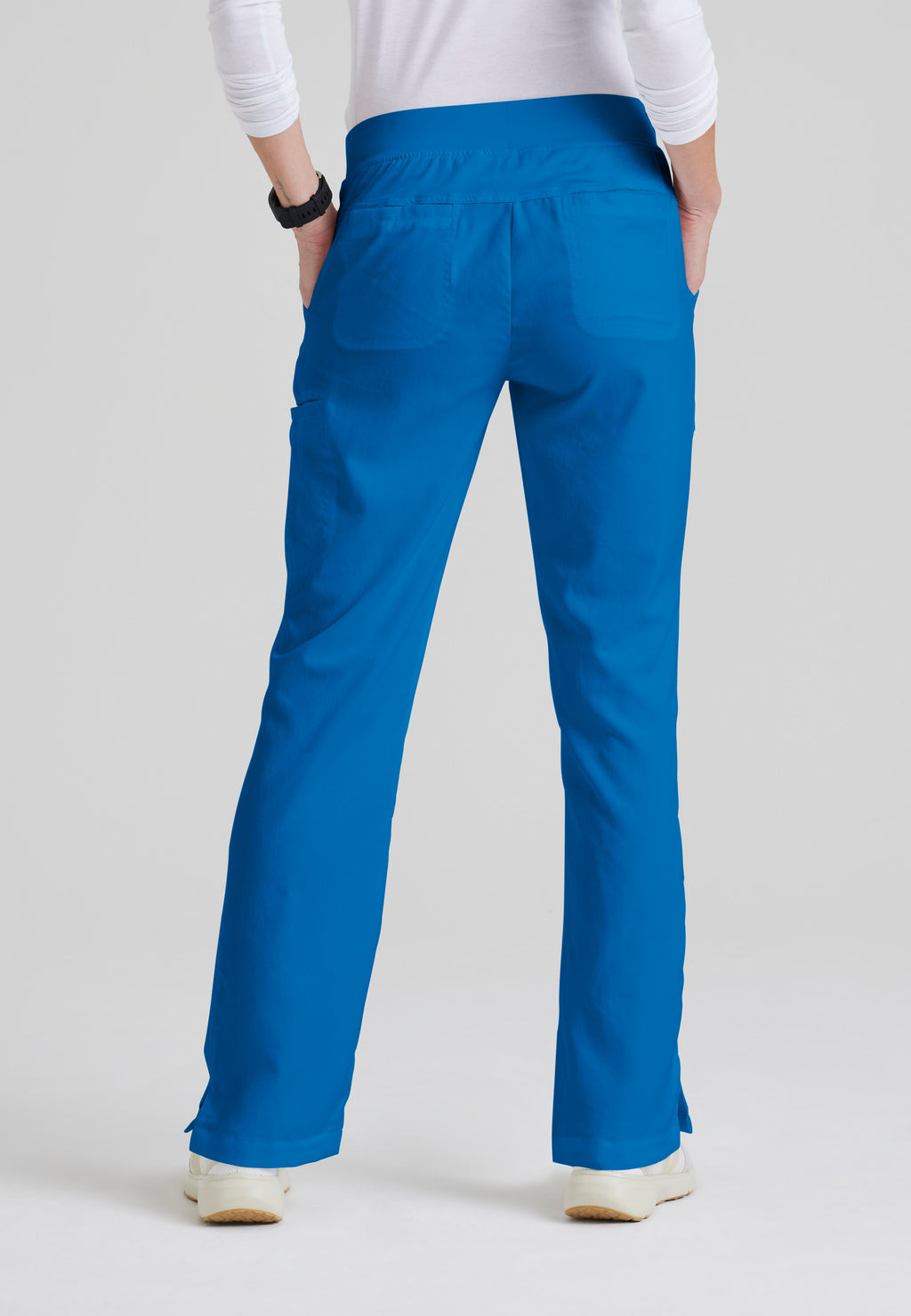 Back View of the Mia 6-Pocket Mid-Rise Straight Leg Scrub Pant in New Royal from Grey's Anatomy™ by Barco Classic