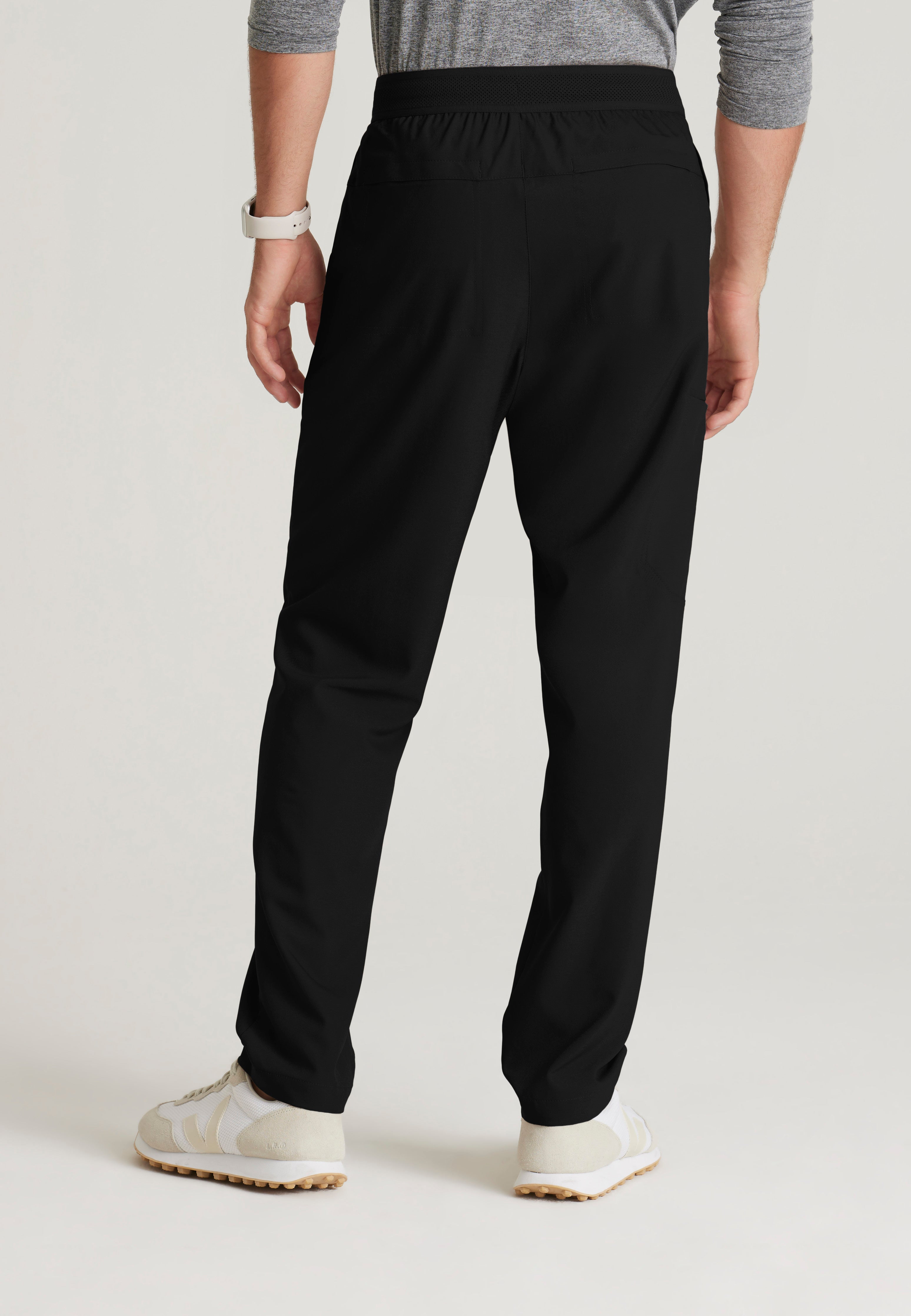 Back View of the Highland 5-Pocket Slim Straight Leg Ciclo® Scrub Pant in Black from Grey's Anatomy™ by Barco Evolve