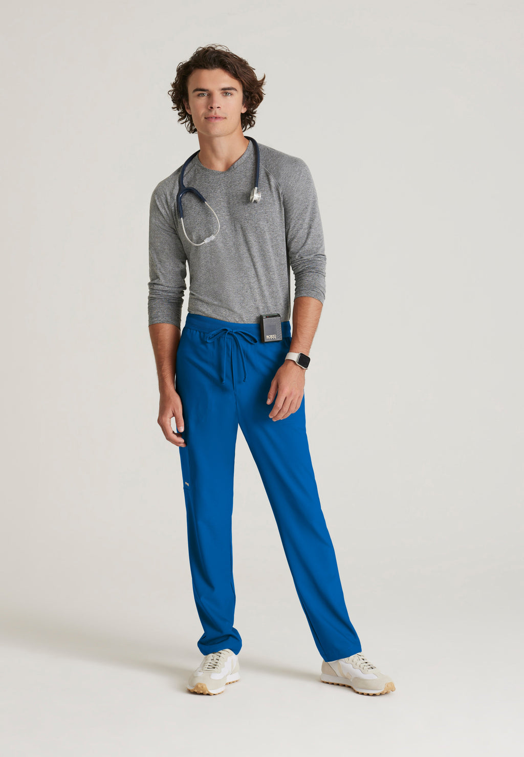 Full Body View of the Highland 5-Pocket Slim Straight Leg Ciclo® Scrub Pant in New Royal from Grey's Anatomy™ by Barco Evolve