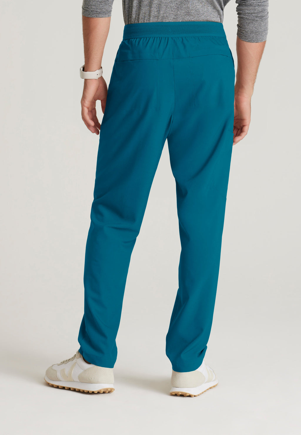 Back View of the Highland 5-Pocket Slim Straight Leg Ciclo® Scrub Pant in Bahama from Grey's Anatomy™ by Barco Evolve