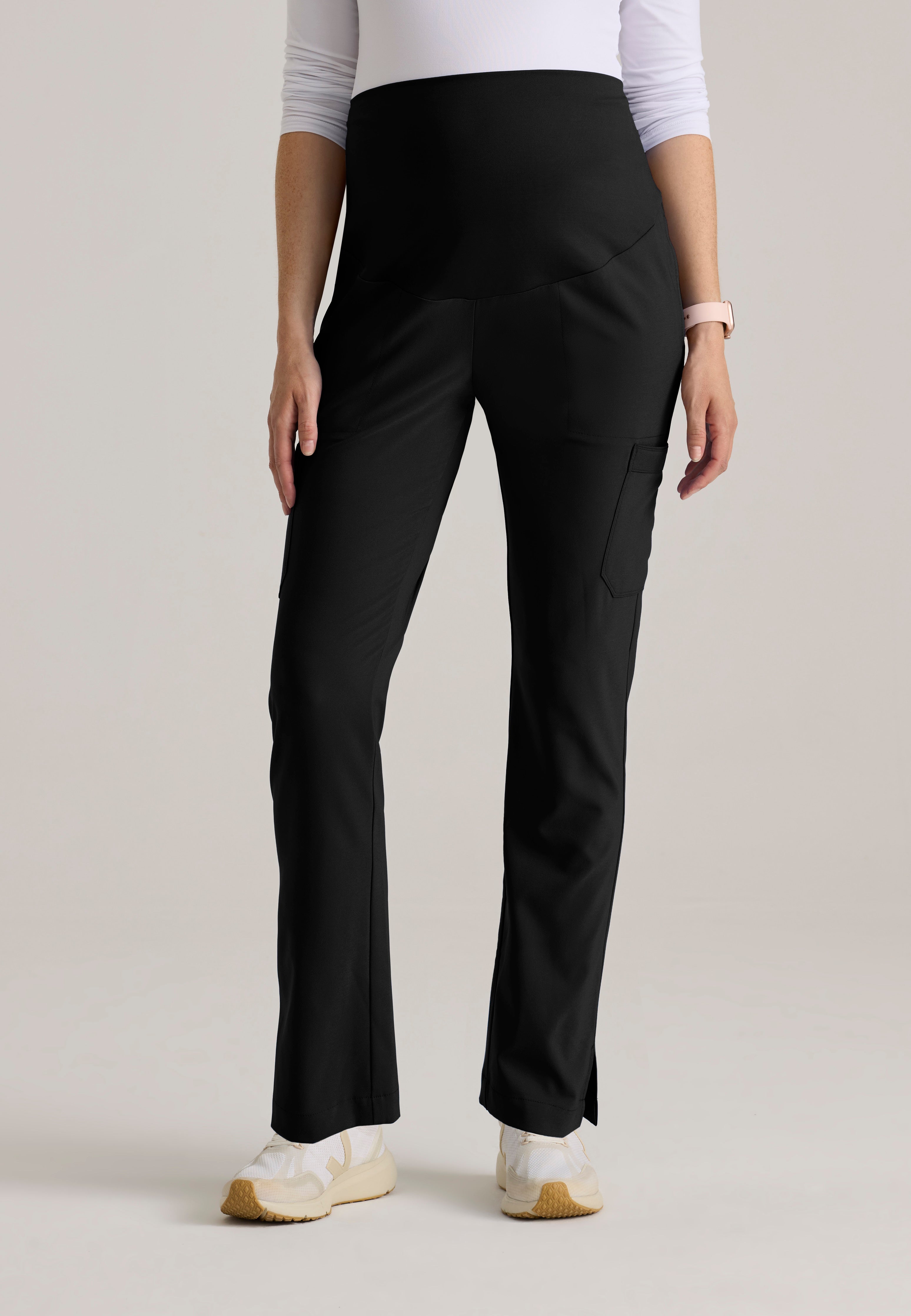 Front View of the Promise Maternity Pant in Black from Grey's Anatomy™ by Barco Evolve