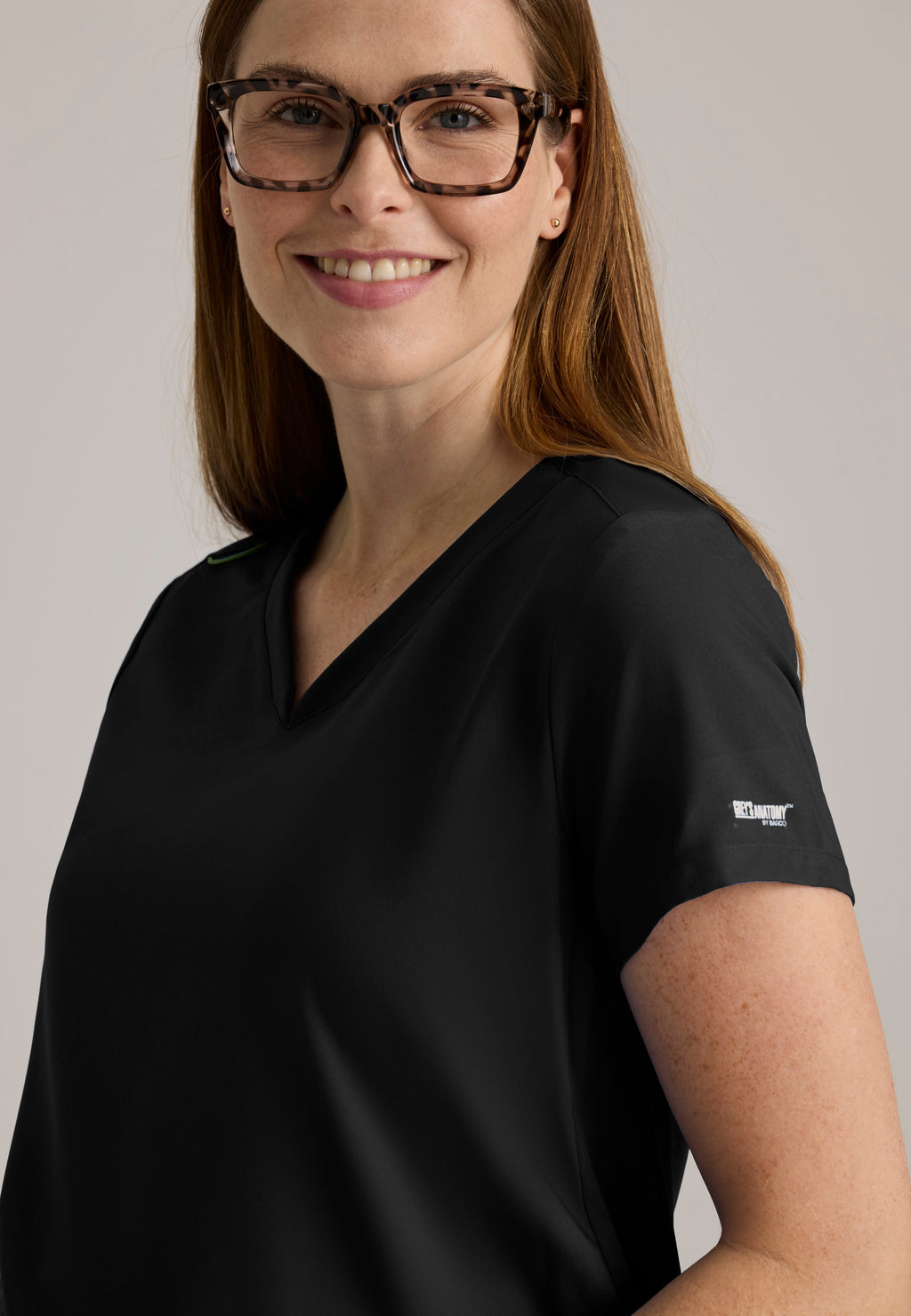 Detail Shot of the Promise Maternity Top in Black from Grey's Anatomy™ by Barco Evolve