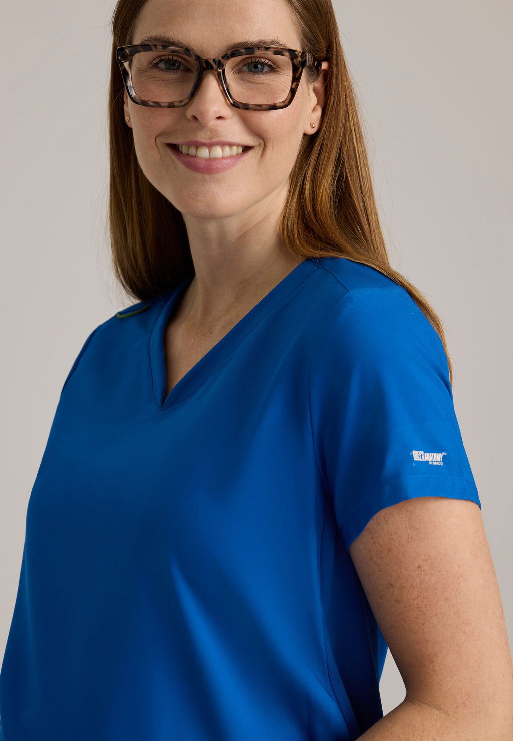 Detail Shot of the Promise Maternity Top in New Royal from Grey's Anatomy™ by Barco Evolve