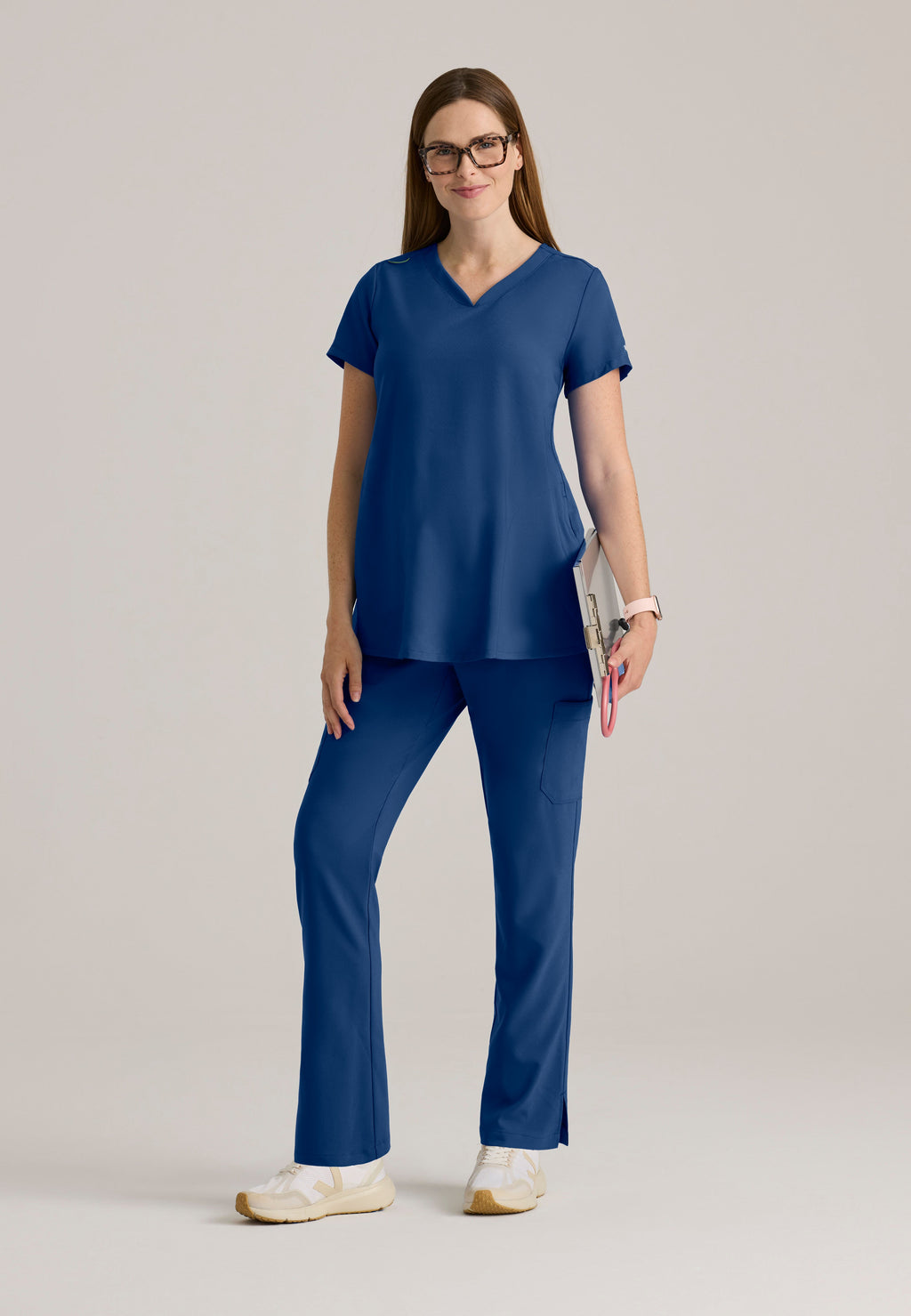 Full Body View of the Promise Maternity Pant in Indigo from Grey's Anatomy™ by Barco Evolve
