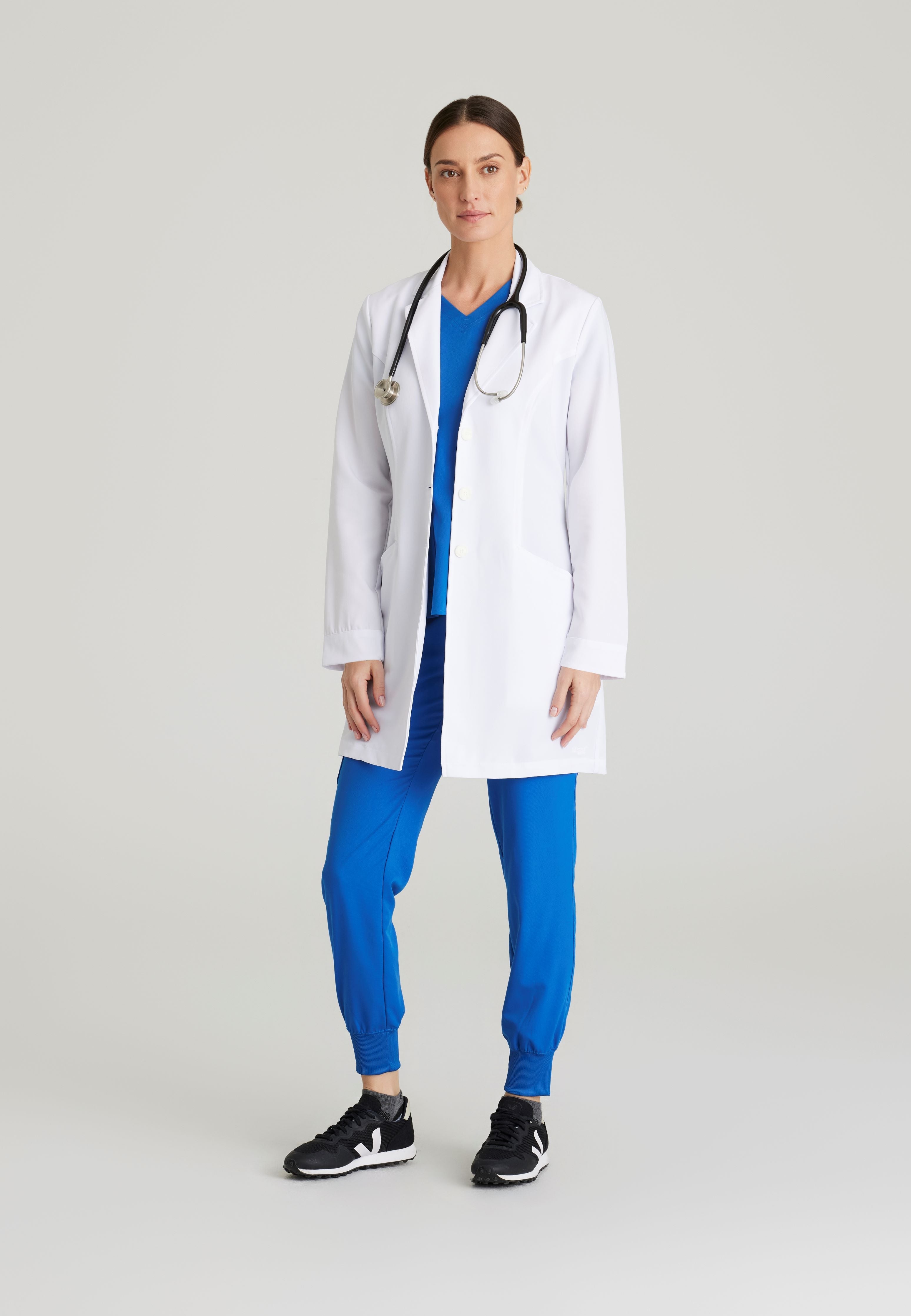 Full Body View of the Eve 2-Pocket 34" Lab Coat from Grey's Anatomy™ by Barco Signature