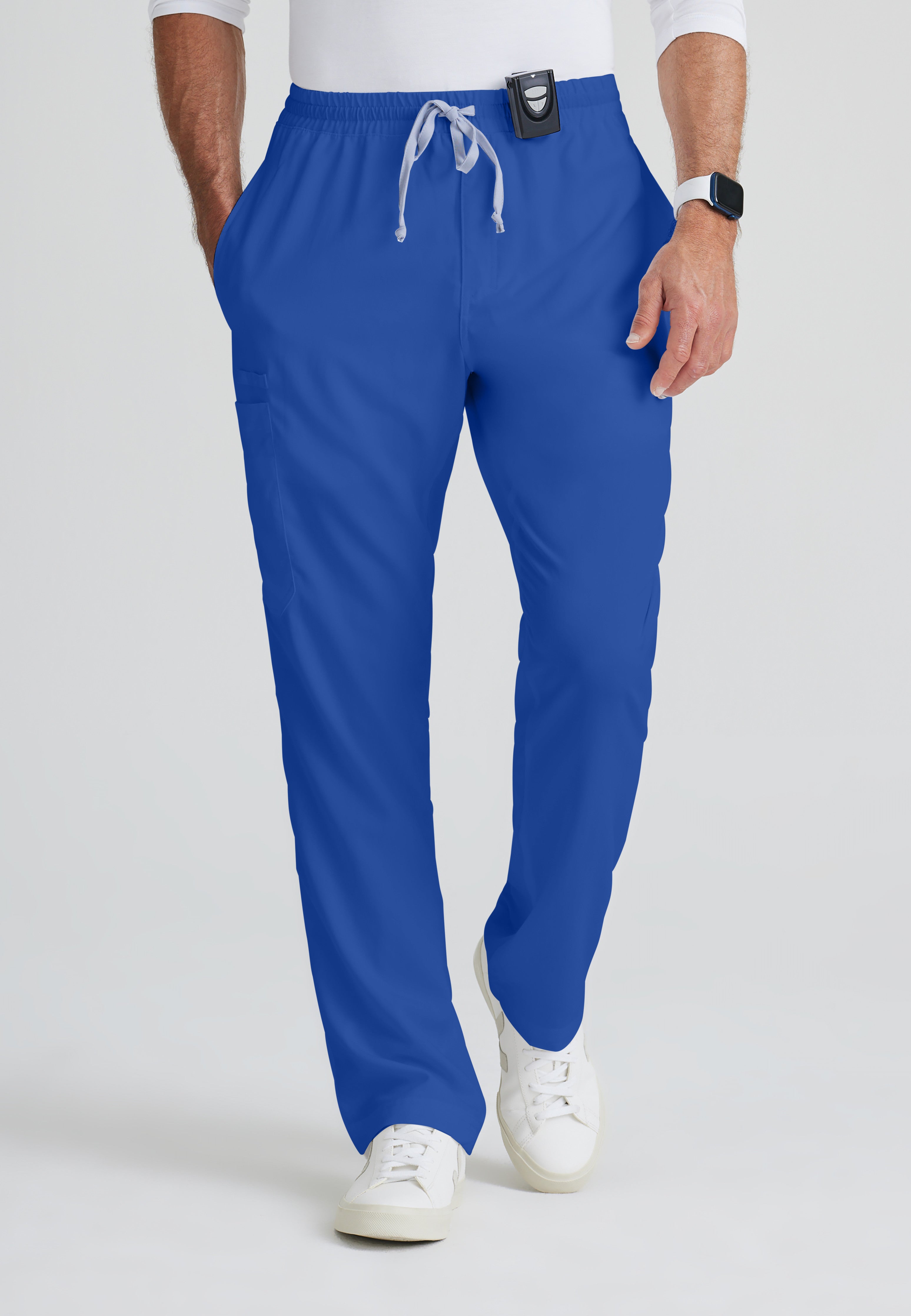 Front View of the Evan 5-Pocket Zip-Fly Scrub Pant in Galaxy from Grey's Anatomy™ by Barco Classic