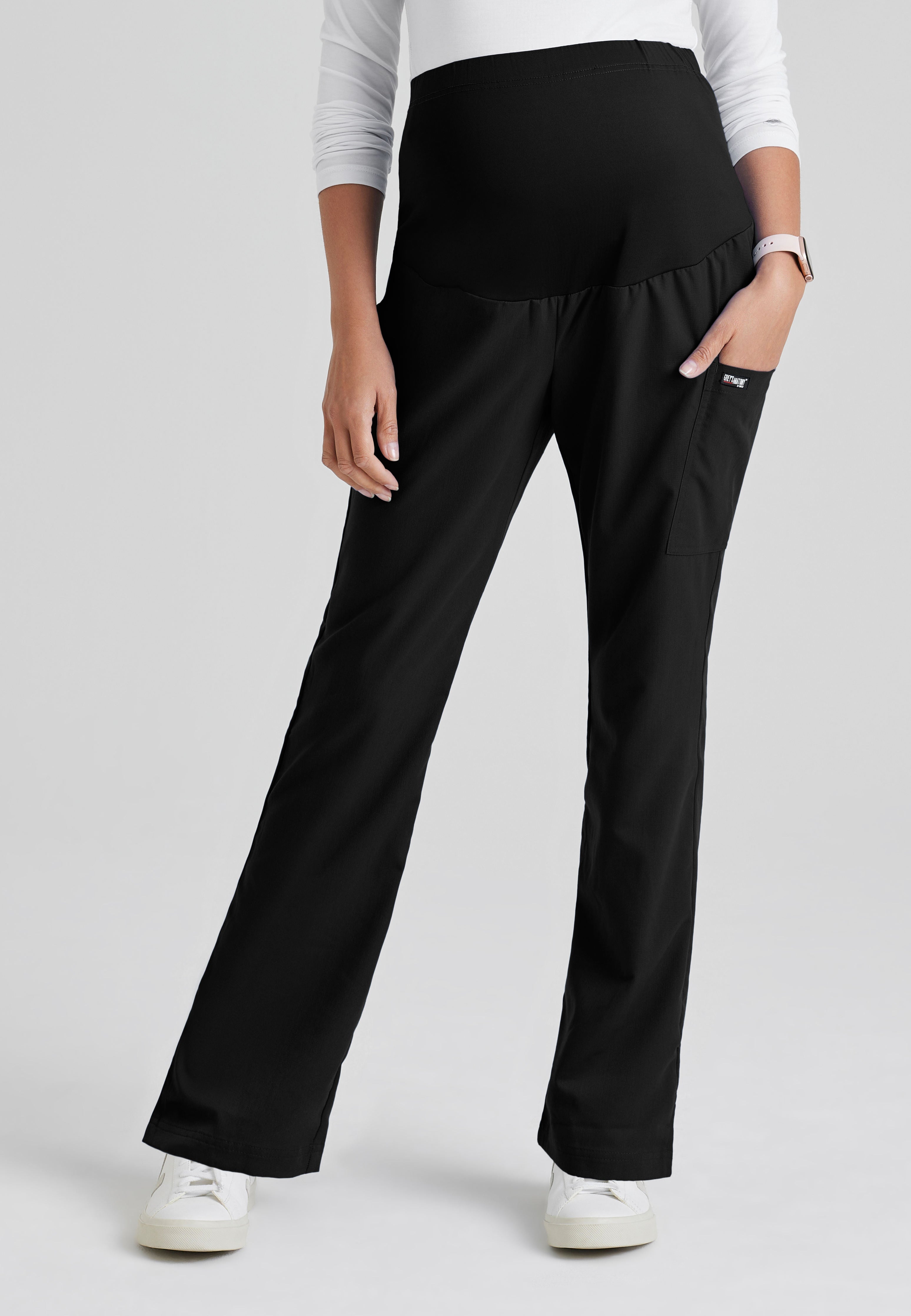 Full Body View of the Lilah Maternity Scrub Pant in Black from Grey's Anatomy™ by Barco Classic