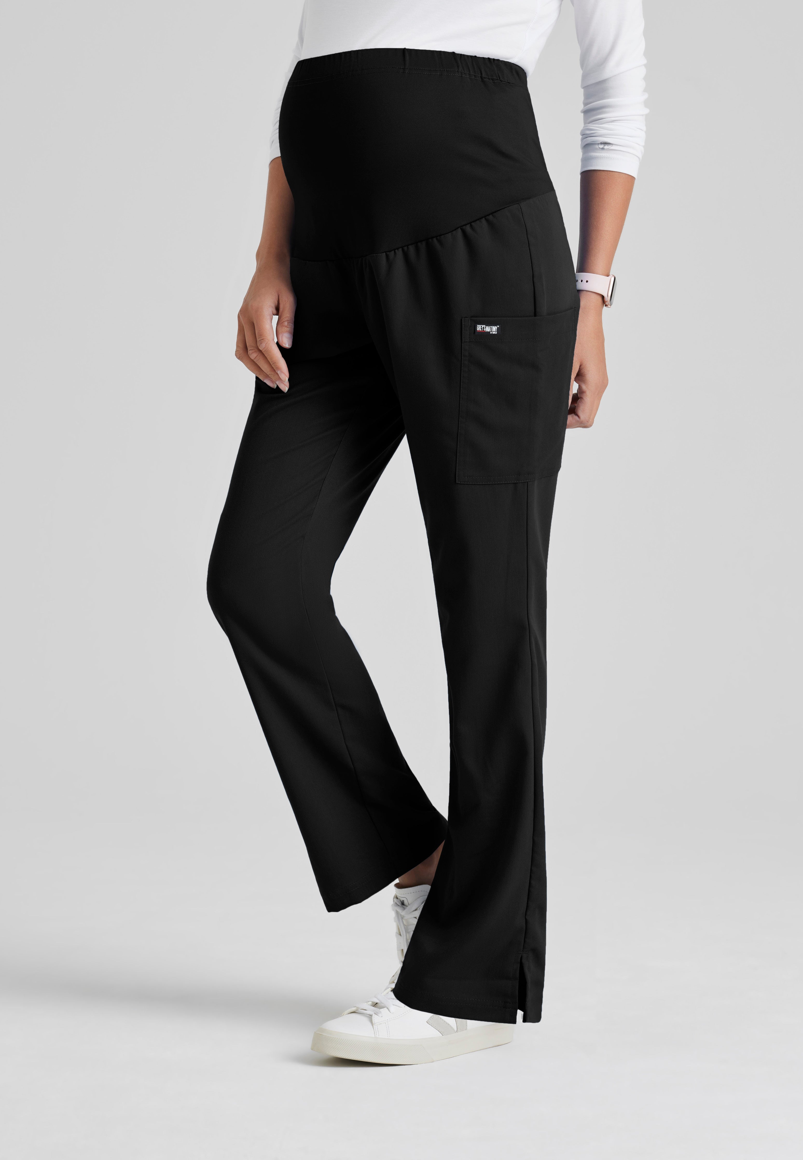 Side View of the Lilah Maternity Scrub Pant in Black from Grey's Anatomy™ by Barco Classic