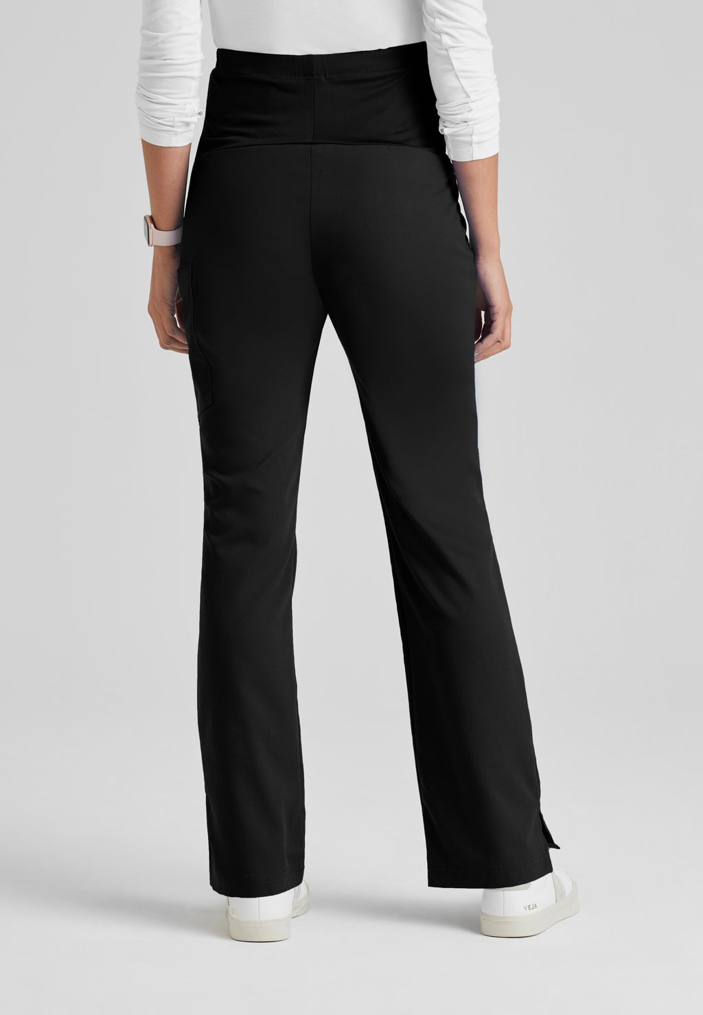 Back View of the Lilah Maternity Scrub Pant in Black from Grey's Anatomy™ by Barco Classic