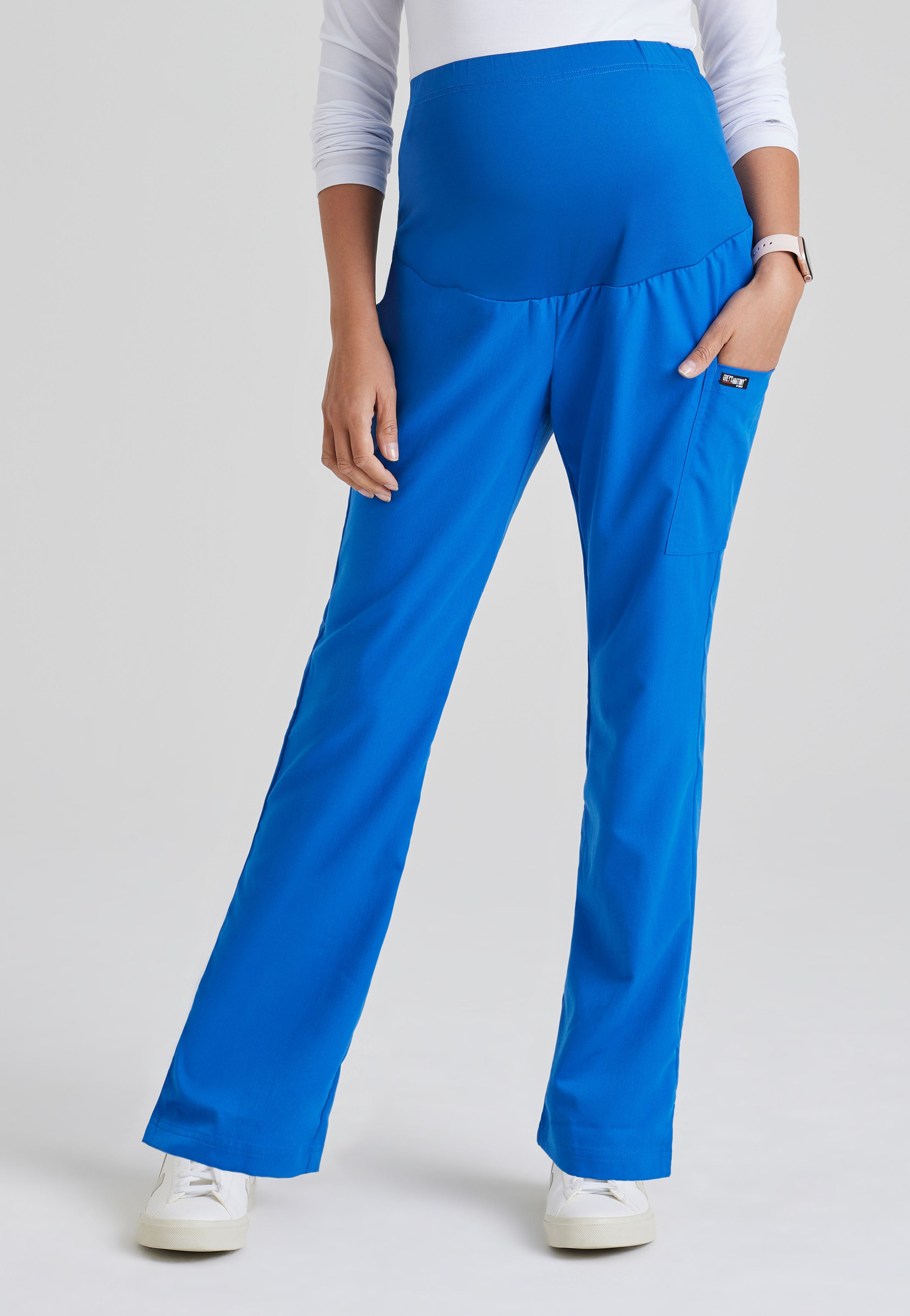 Full Body View of the Lilah Maternity Scrub Pant in New Royal from Grey's Anatomy™ by Barco Classic