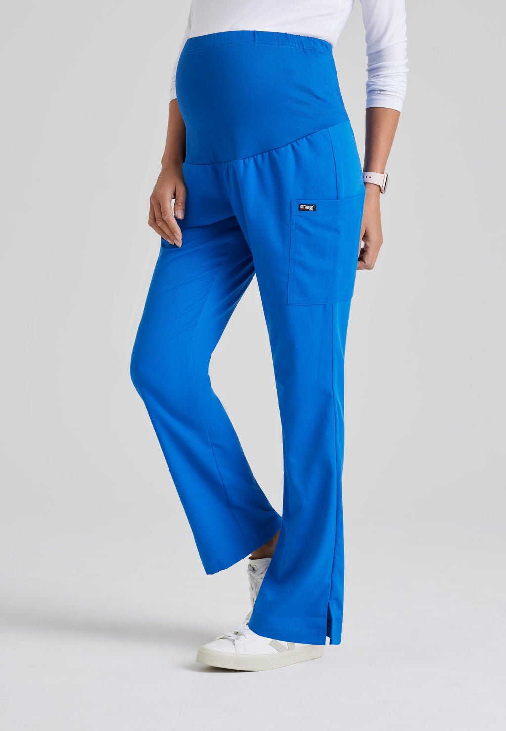 Side View of the Lilah Maternity Scrub Pant in New Royal from Grey's Anatomy™ by Barco Classic