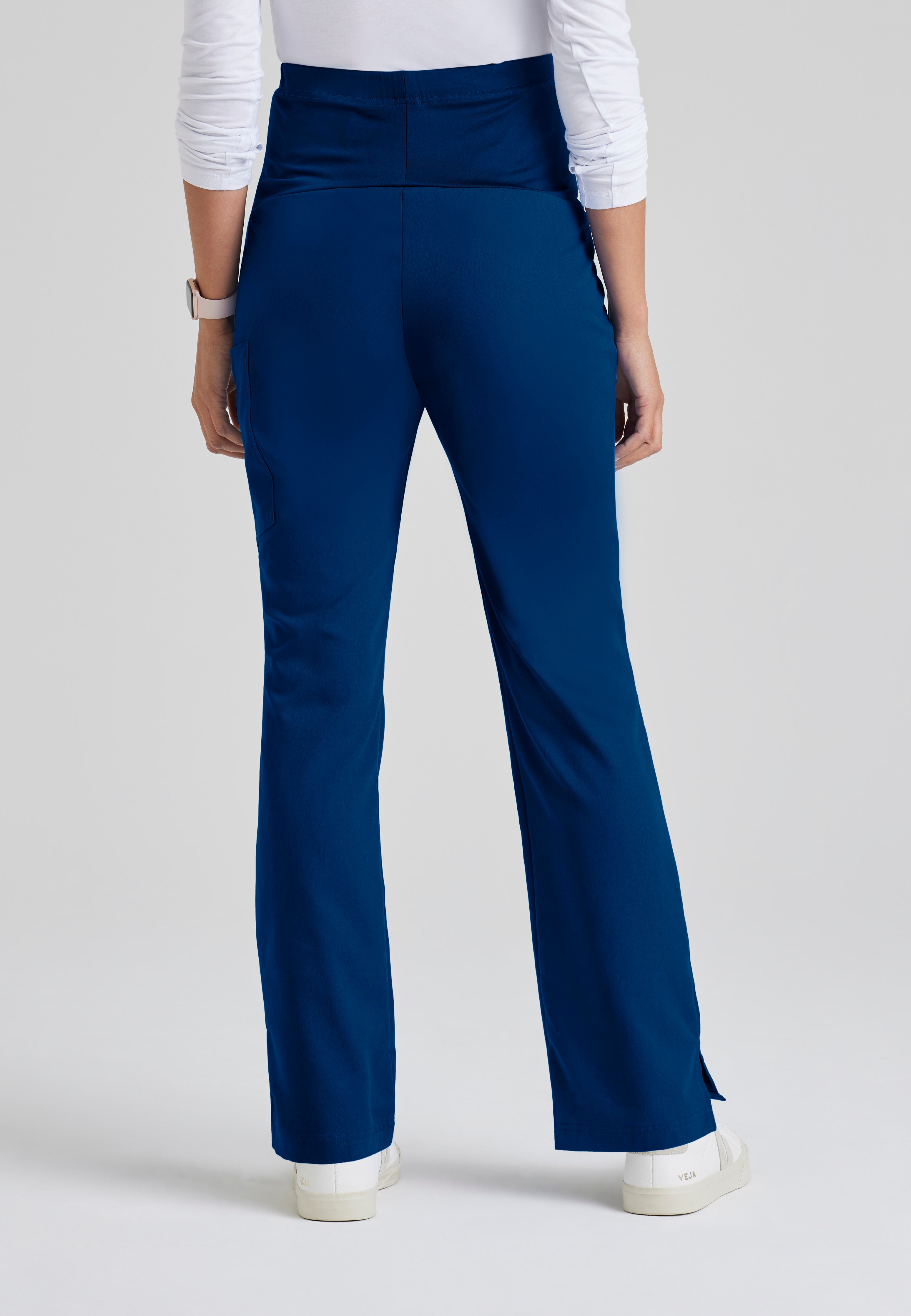 Back View of the Lilah Maternity Scrub Pant in Indigo from Grey's Anatomy™ by Barco Classic