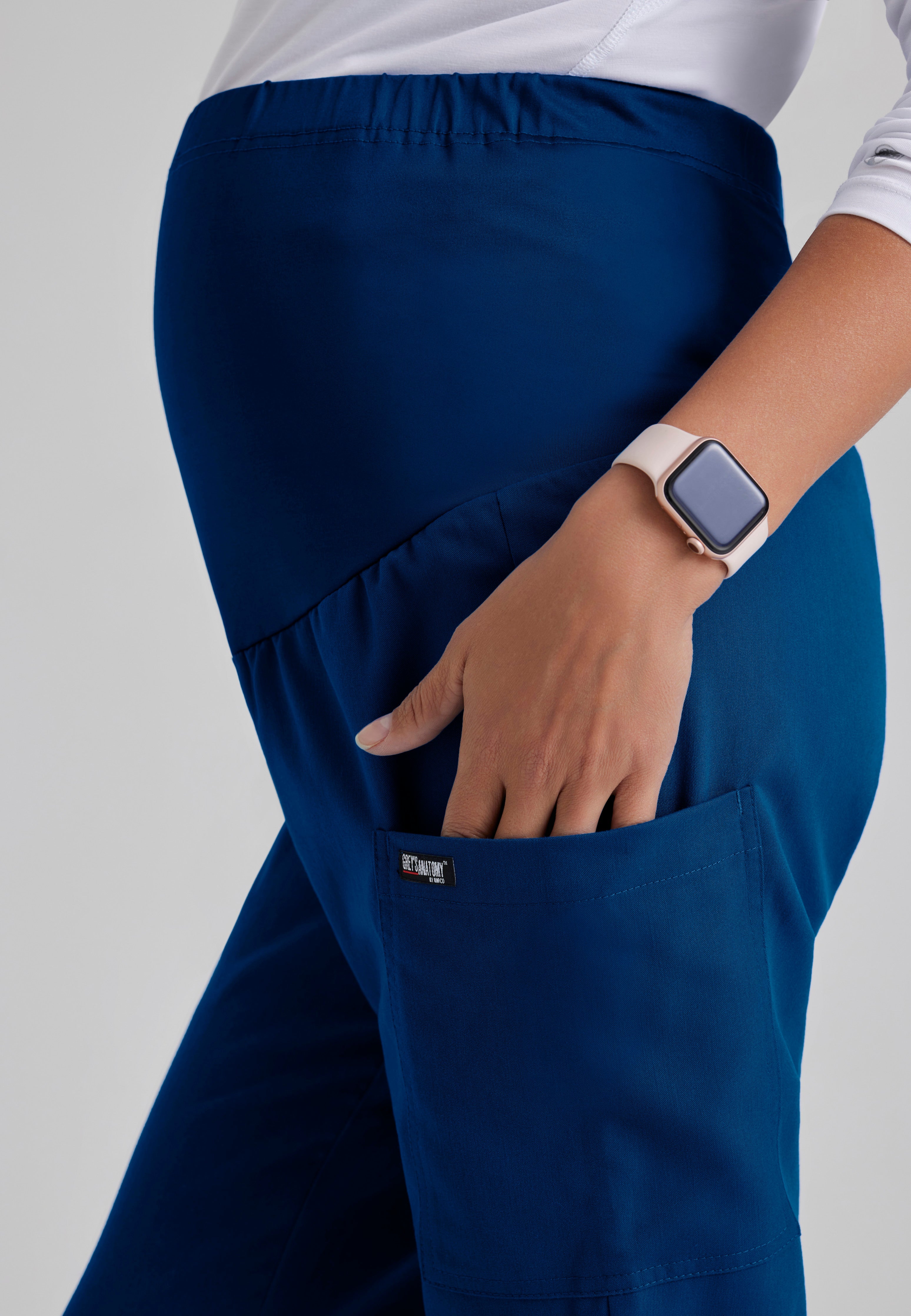 Detail Shot of the Lilah Maternity Scrub Pant in Indigo from Grey's Anatomy™ by Barco Classic