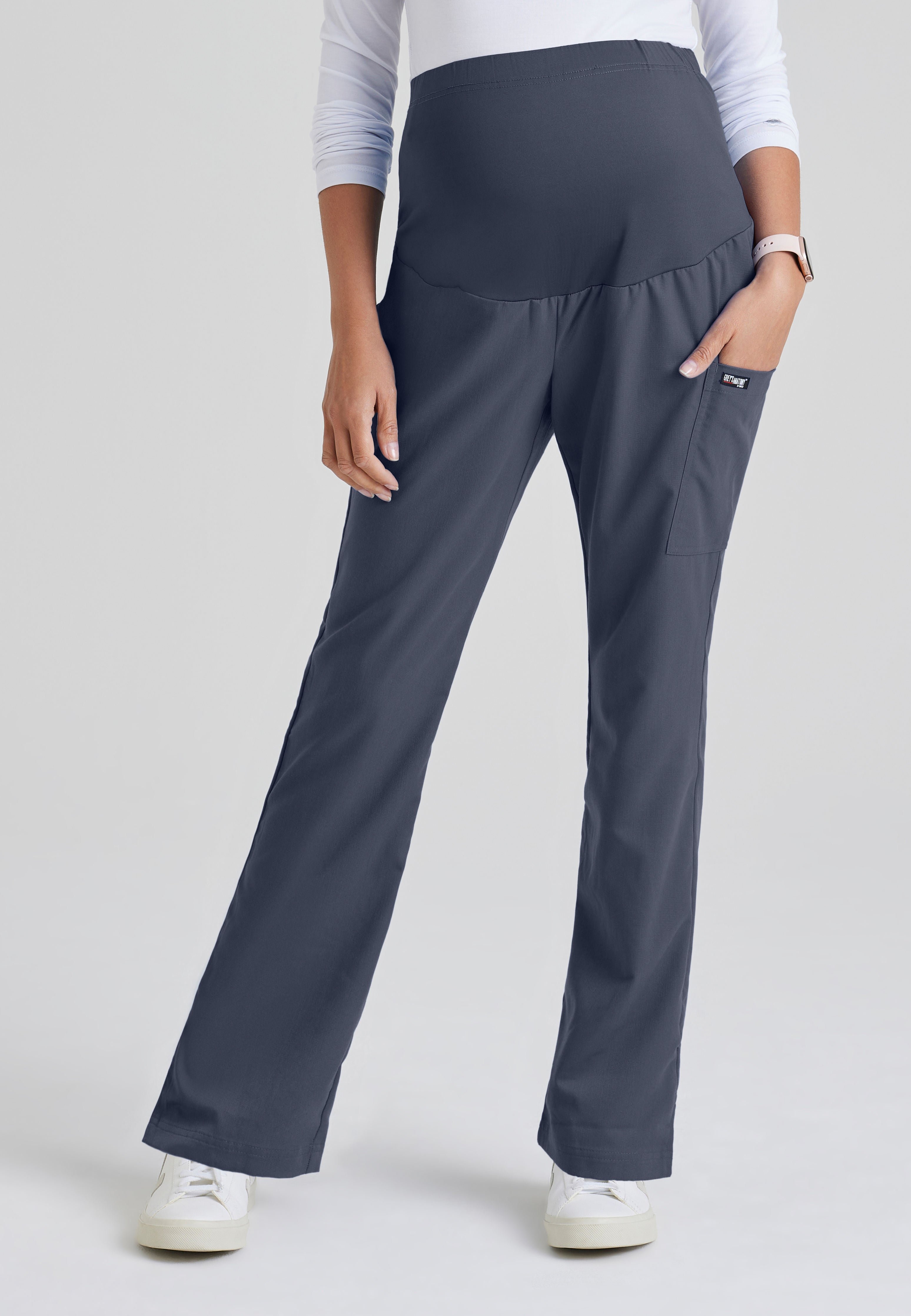 Full Body View of the Lilah Maternity Scrub Pant in Steel from Grey's Anatomy™ by Barco Classic