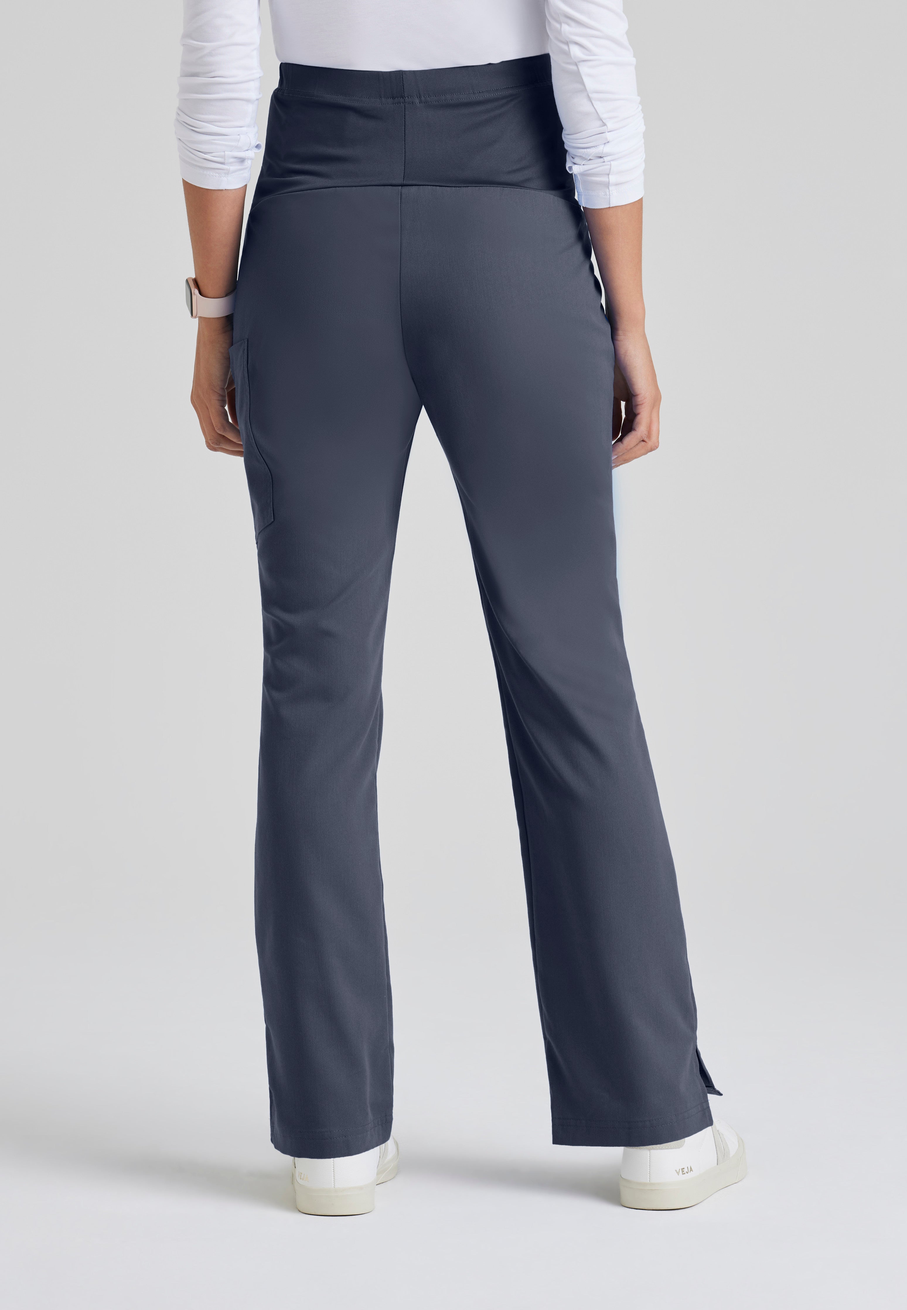 Back View of the Lilah Maternity Scrub Pant in Steel from Grey's Anatomy™ by Barco Classic