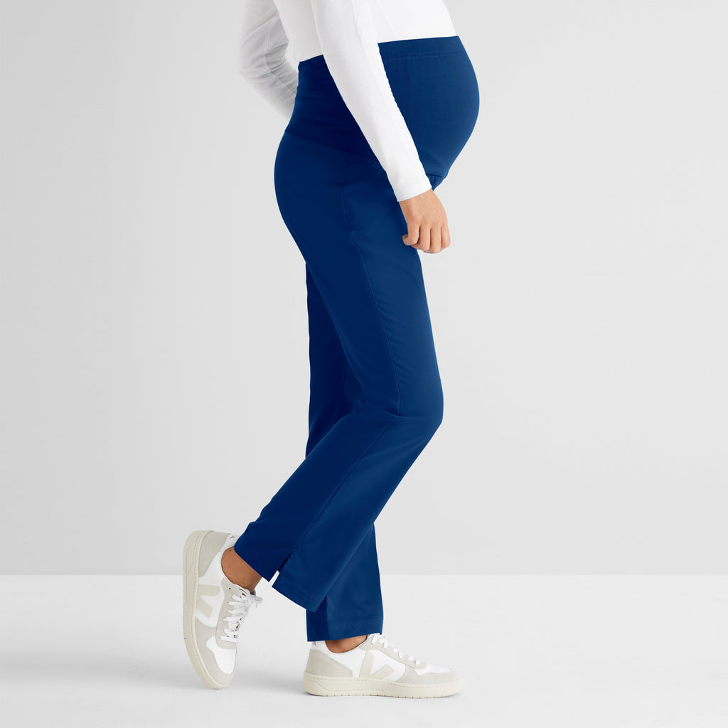 Grey's Anatomy Classic indigo Lilah Maternity Scrub Pants. Slim boot leg. Moisture wicking fabric. 
