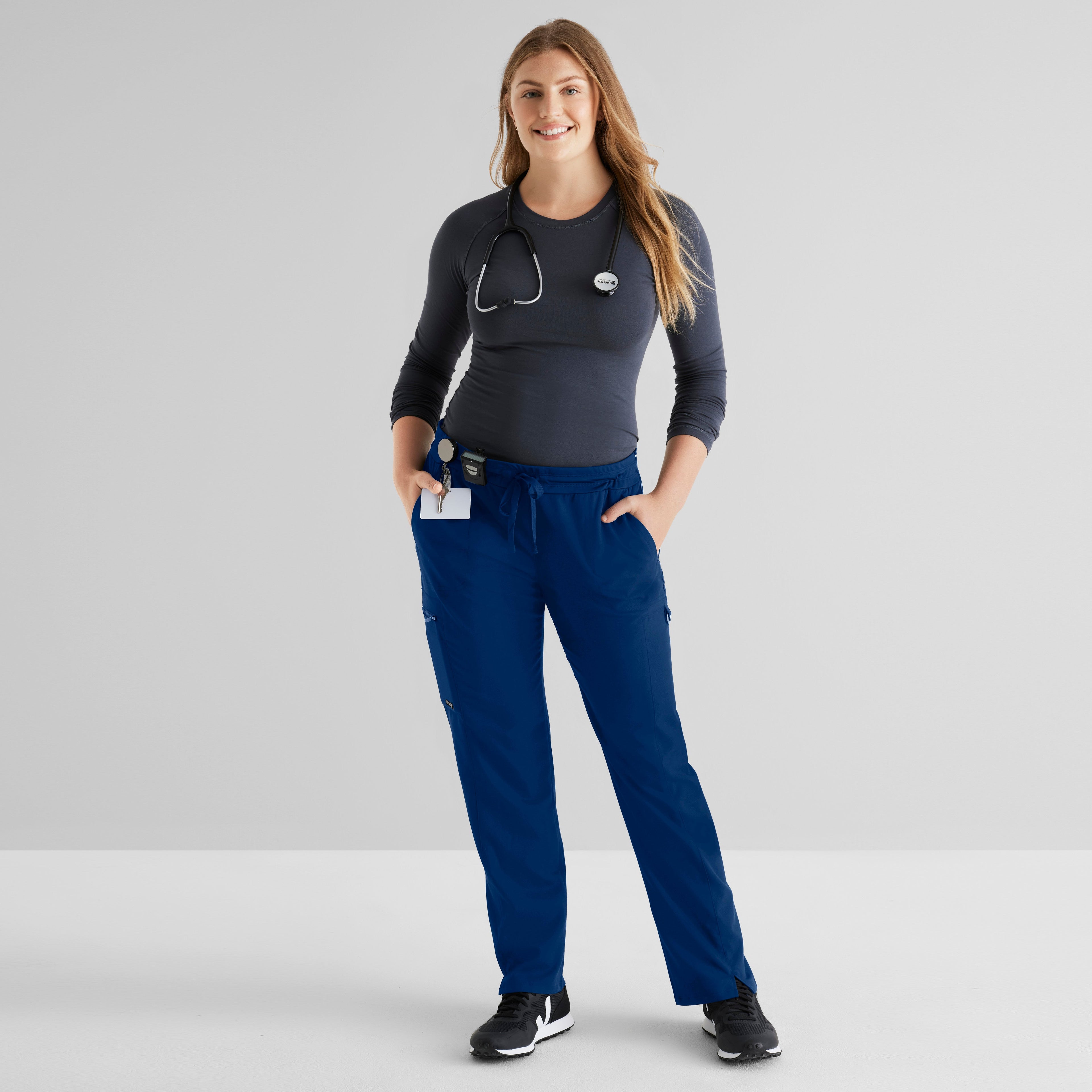 Kim 3-Pocket Mid-Rise Straight Leg Scrub Pant