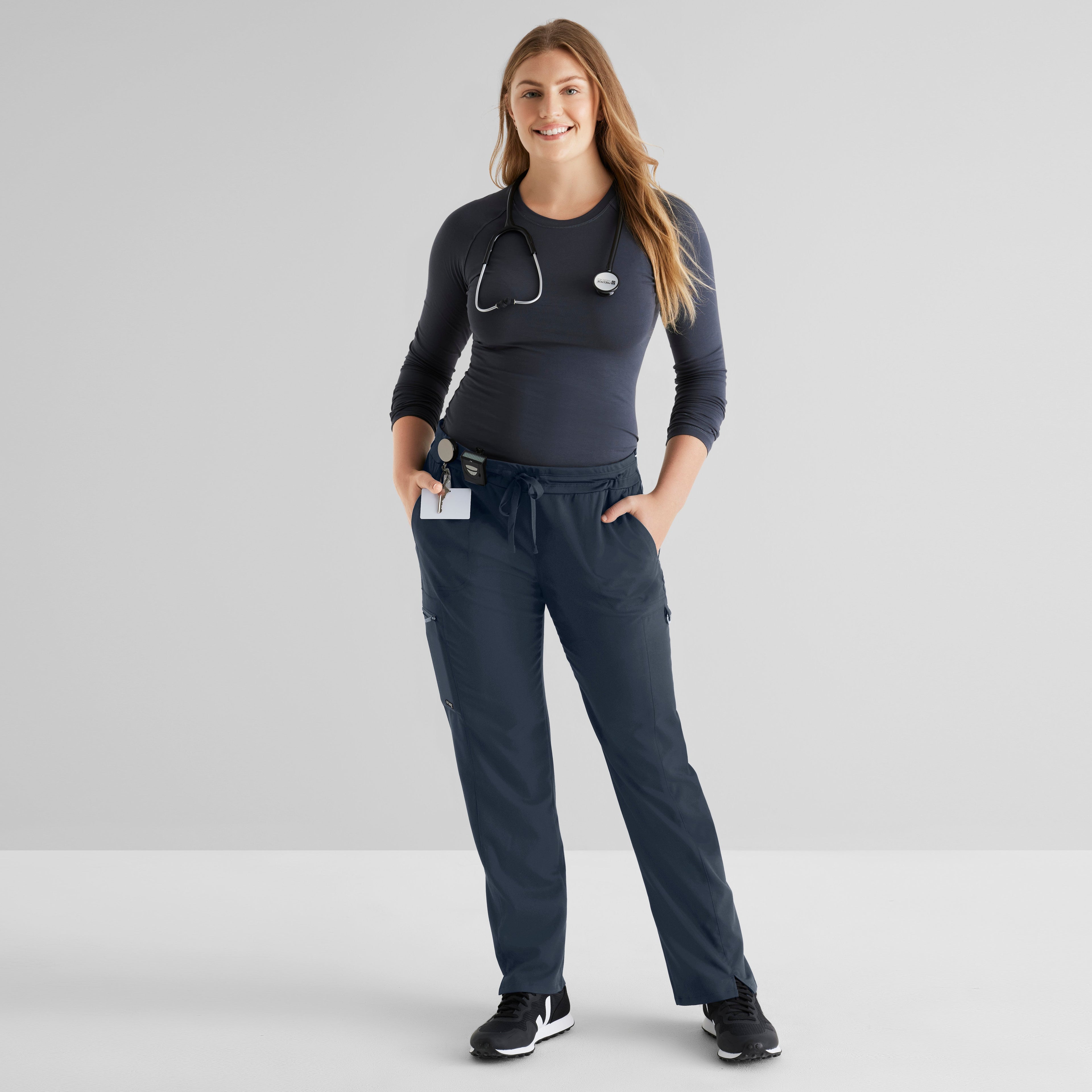 Kim 3-Pocket Mid-Rise Straight Leg Scrub Pant