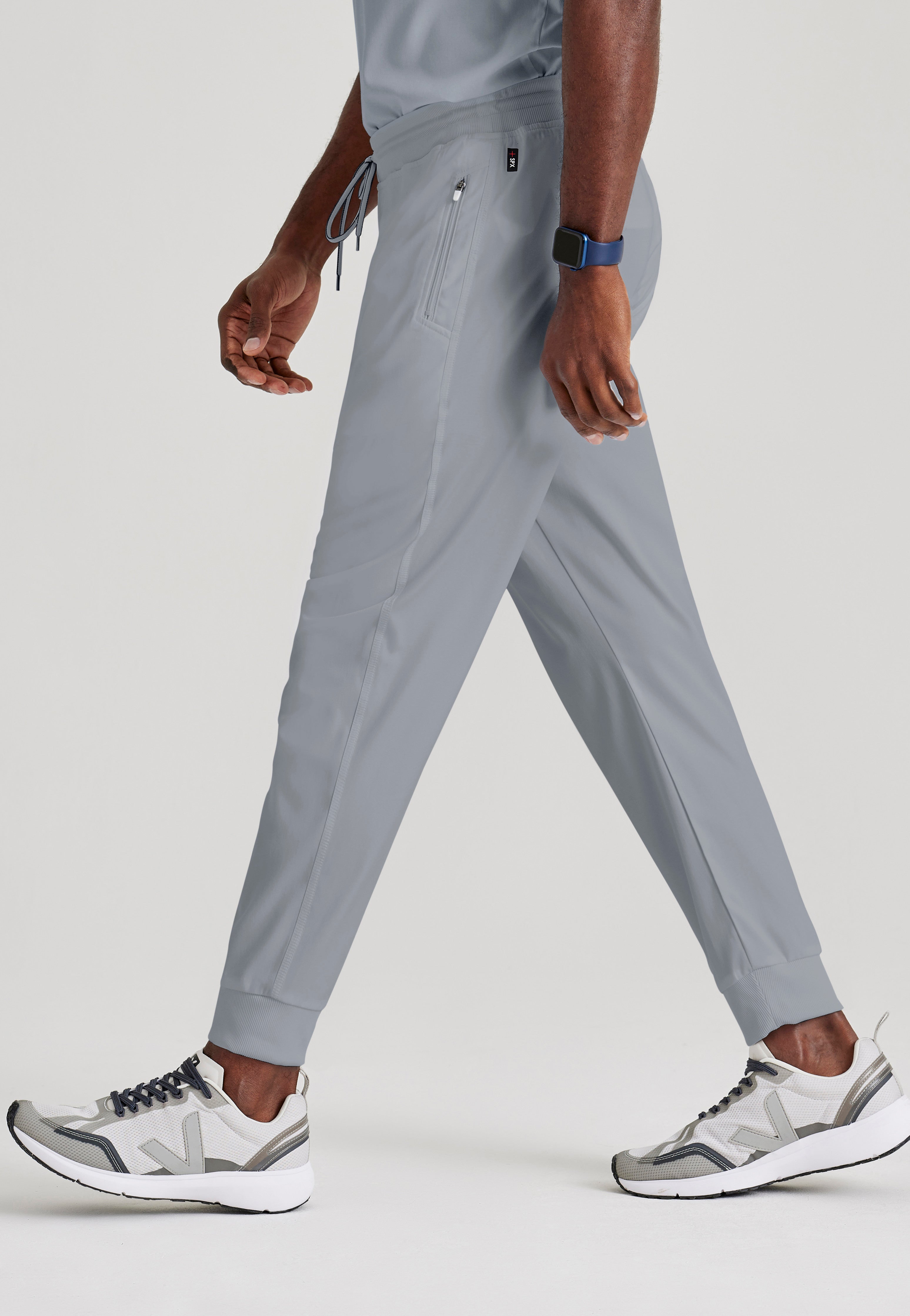 Full Body View of the Murphy 5-Pocket Jogger Scrub Pant in Moonstruck from Grey's Anatomy™ by Barco Spandex Stretch