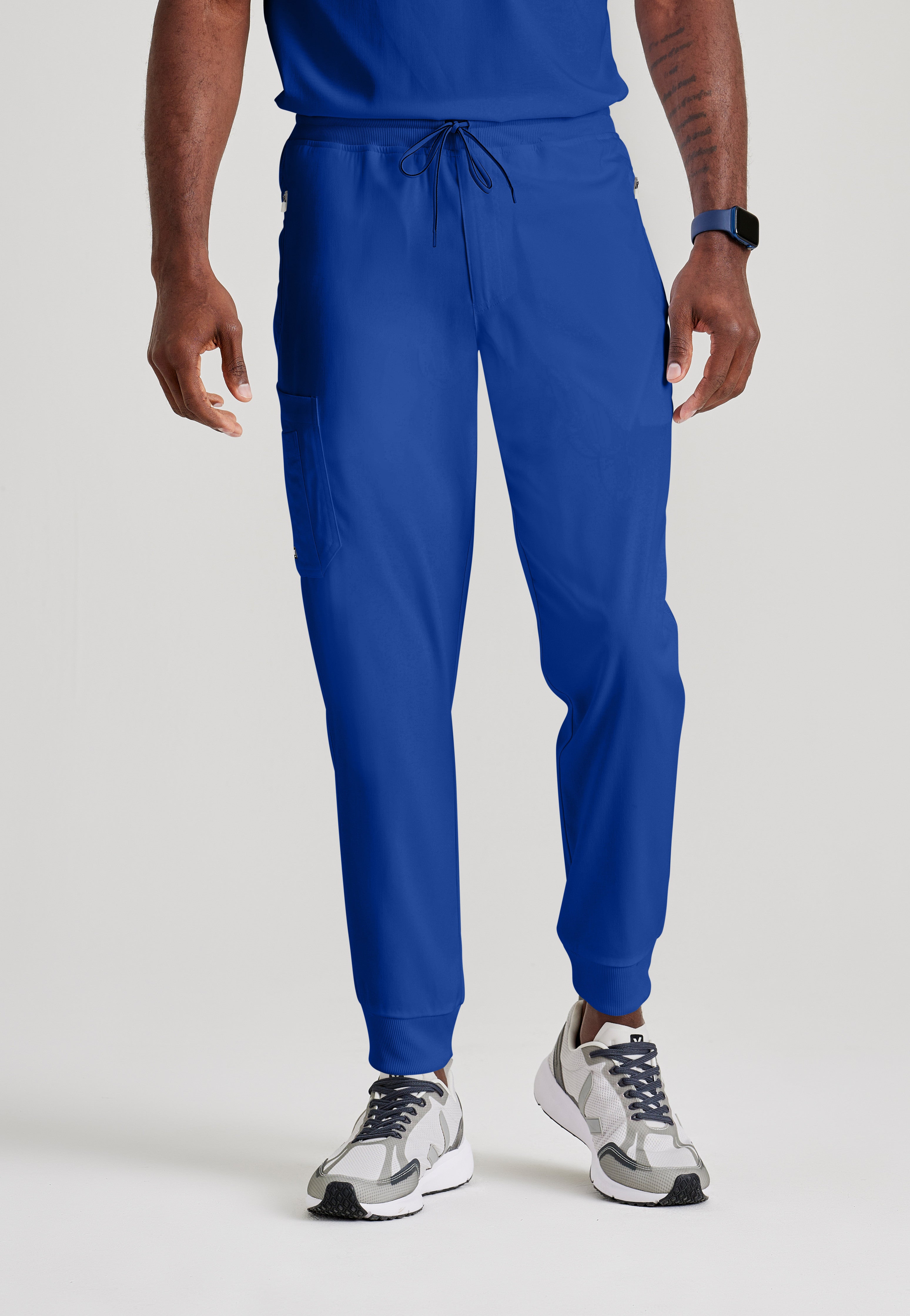 Front View of the Murphy 5-Pocket Jogger Scrub Pant in Galaxy from Grey's Anatomy™ by Barco Spandex Stretch