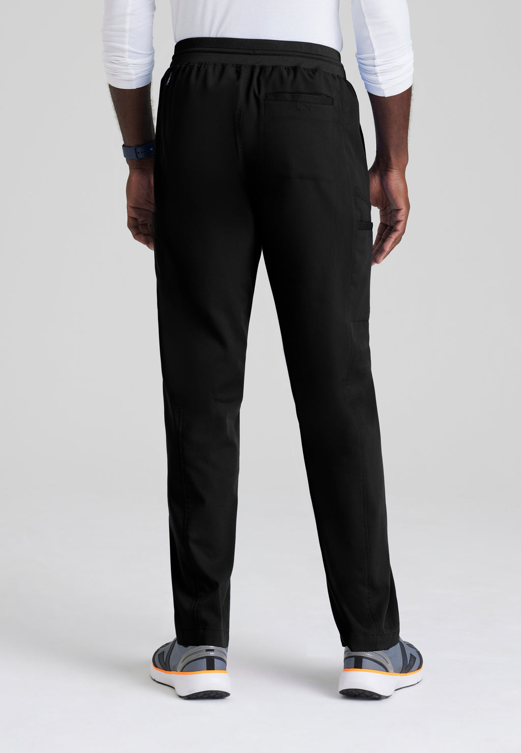 Back View of the Hudson Straight Leg Drawcord Pant in Black from Grey's Anatomy™ by Barco Spandex Stretch