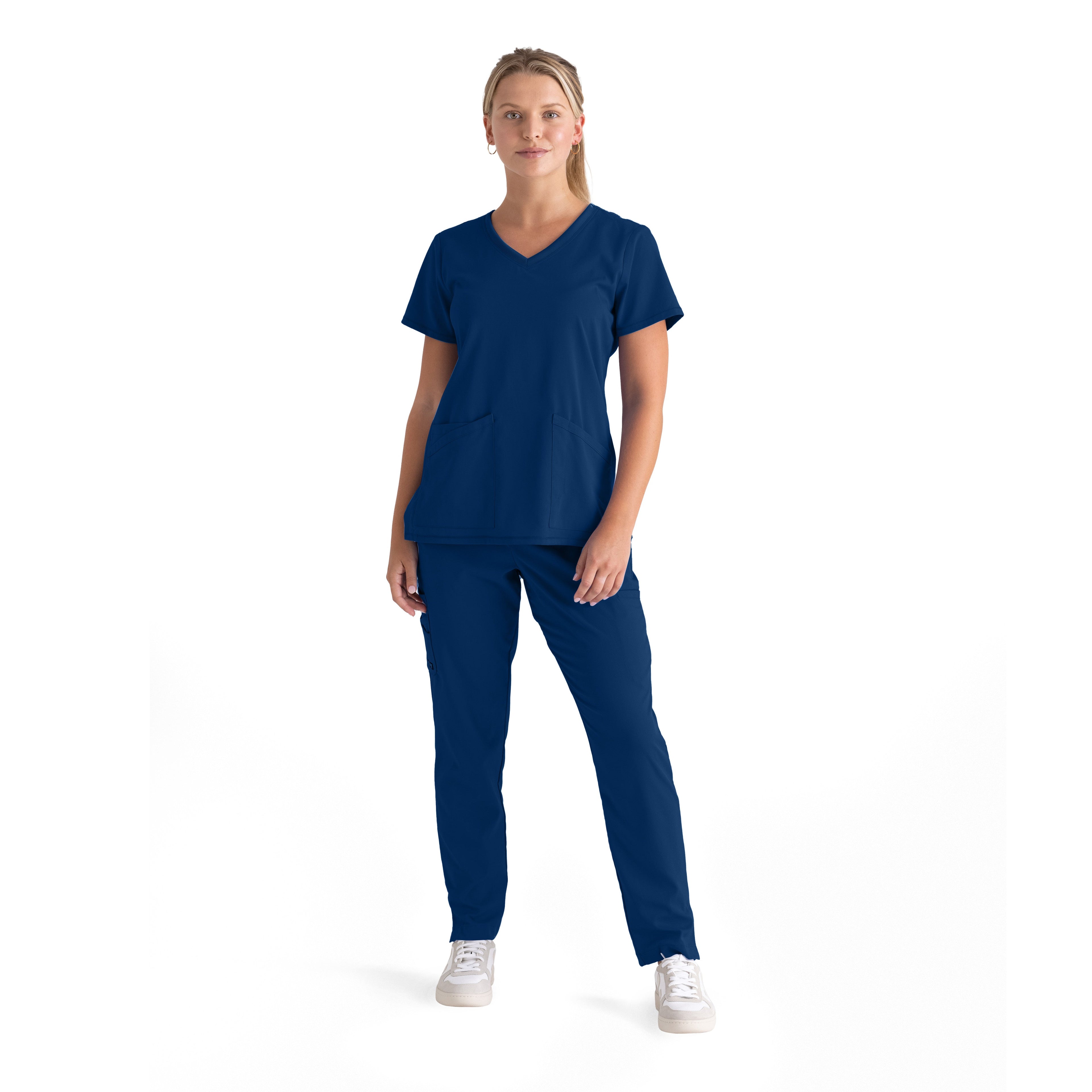 Serena 3-Pocket Curved V-Neck Scrub Top