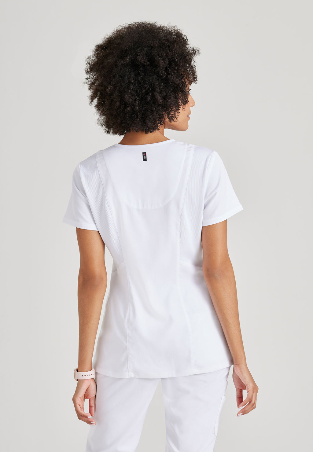 Grey's Anatomy Spandex-Stretch Women’s white V-Neck Scrub Top. 3 pockets. Buttery soft 2 way stretch fabric. 