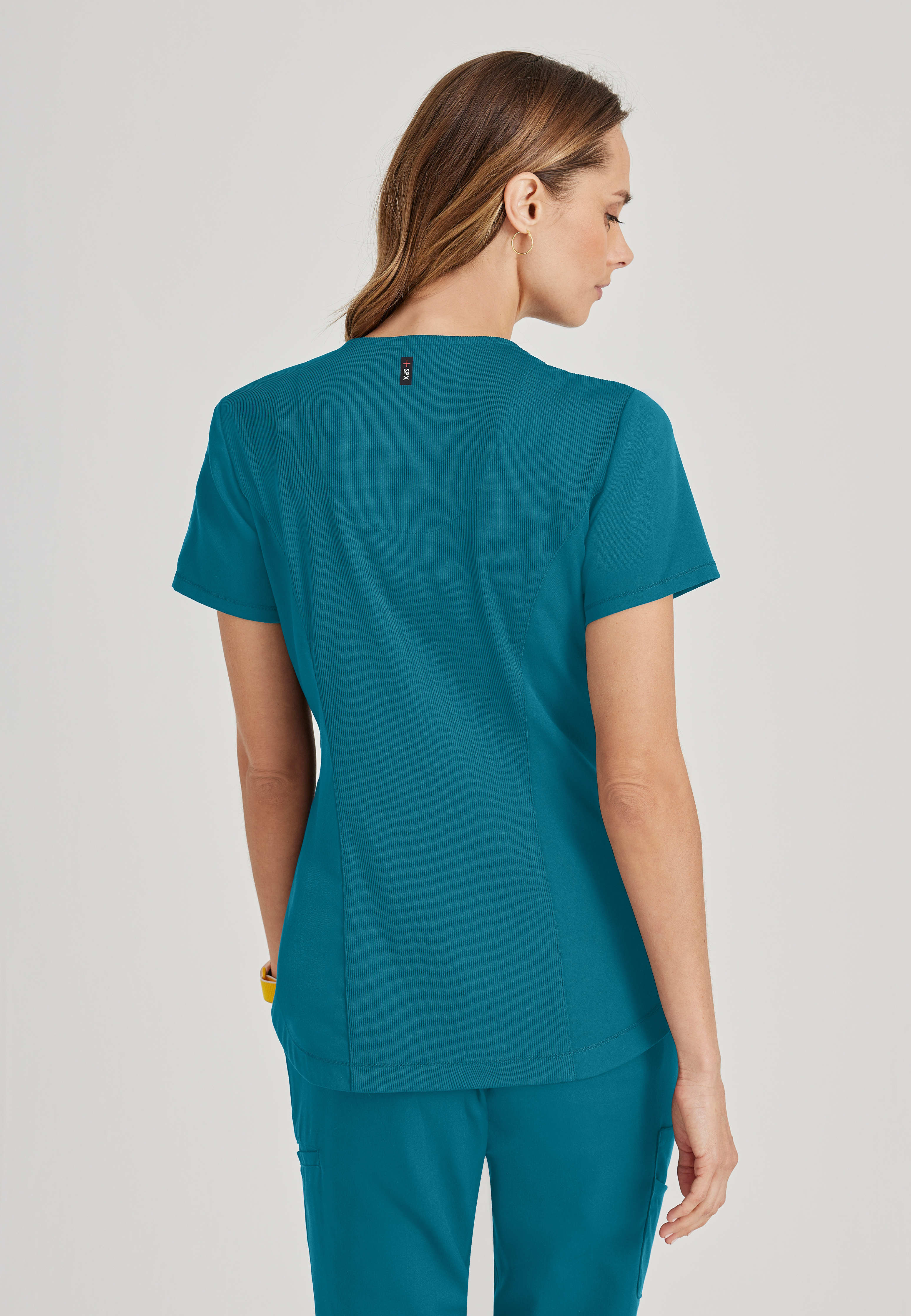 Grey's Anatomy Spandex-Stretch Women's bahama 2 Pocket V-Neck Tuck In Top