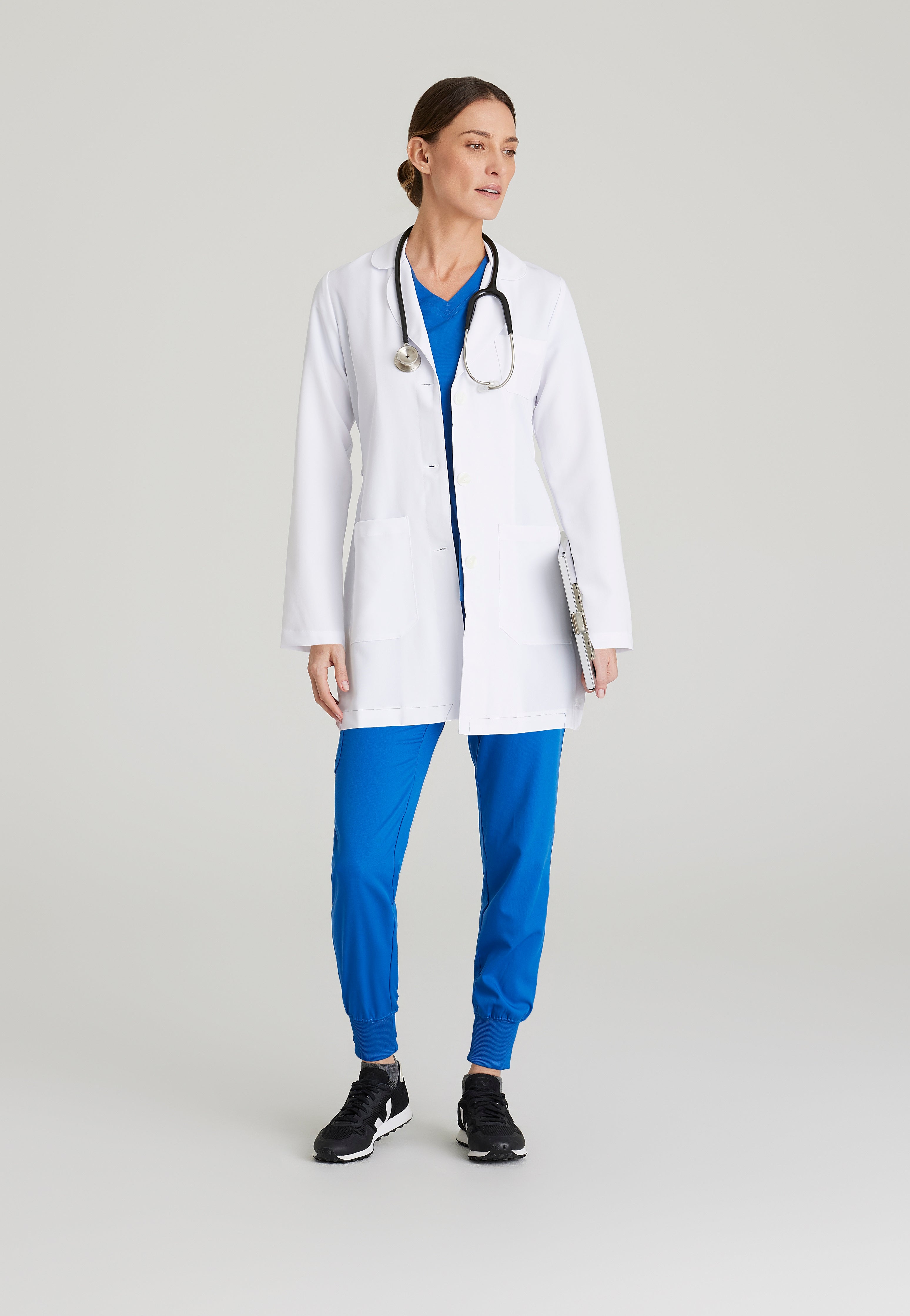 Full Body View of the Brooke 3-Pocket 32" Lab Coat from Grey's Anatomy™ by Barco Signature