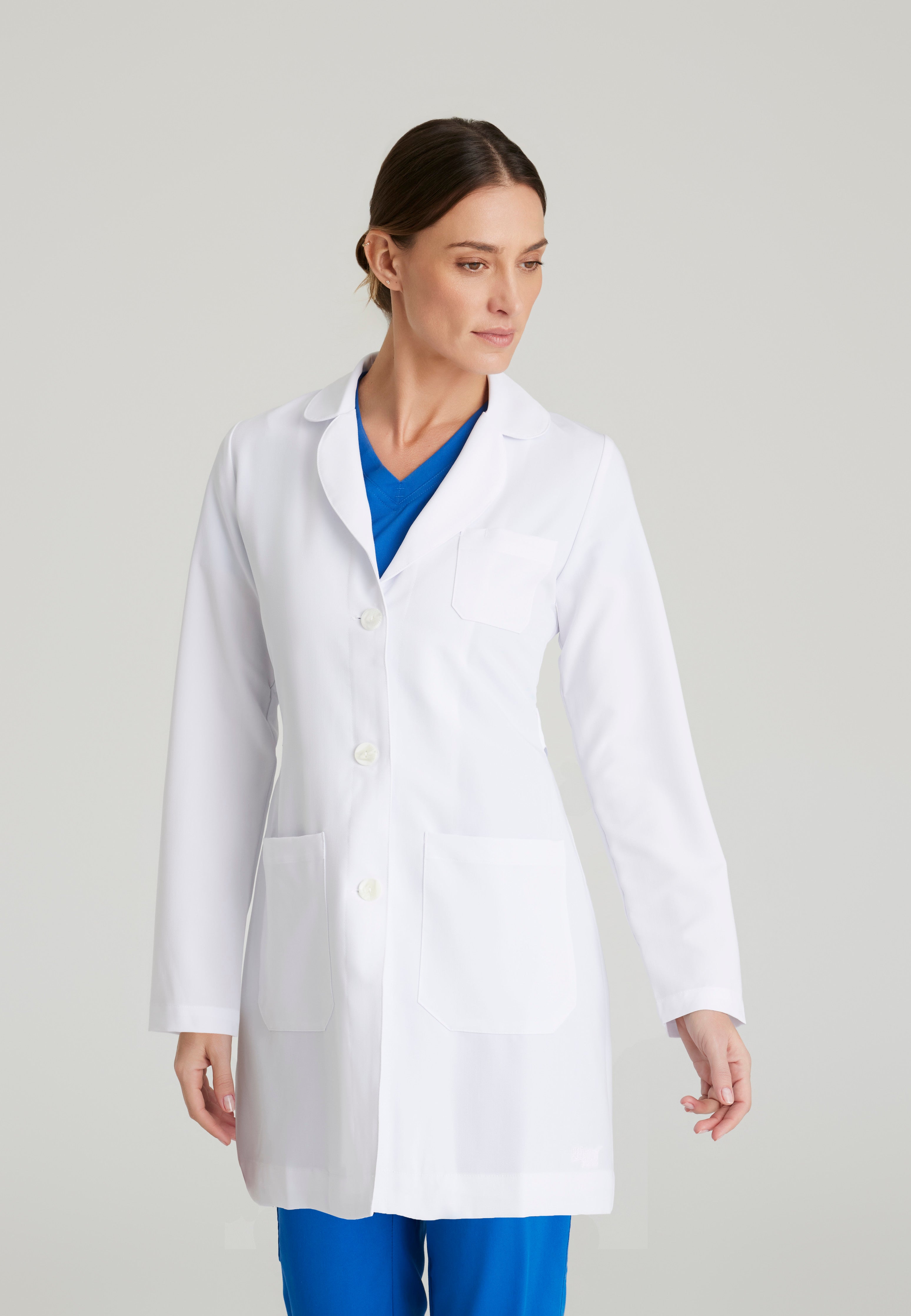 Front View of the Brooke 3-Pocket 32" Lab Coat in White from Grey's Anatomy™ by Barco Signature