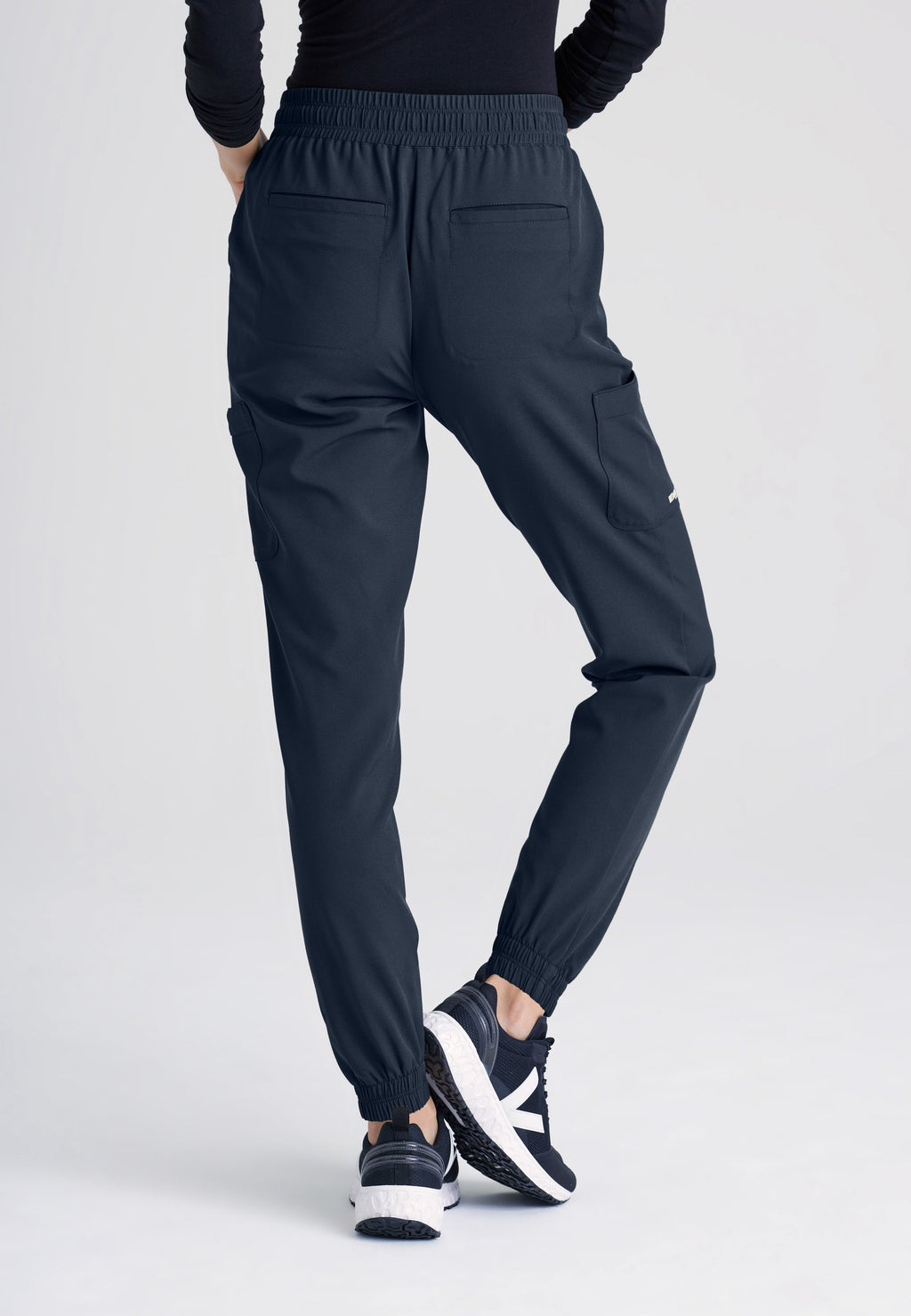 Back View of the Terra 6-Pocket Mid-Rise Ciclo® Jogger Scrub Pant in Steel from Grey's Anatomy™ by Barco Evolve