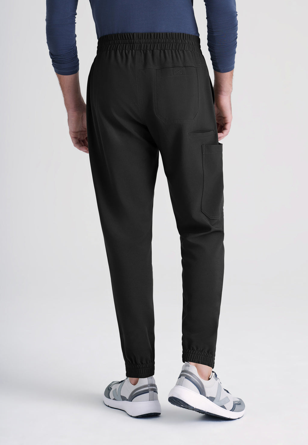 Back View of the Voyager 5-Pocket CICLO® Jogger Scrub Pant in Black from Grey's Anatomy™ by Barco Evolve