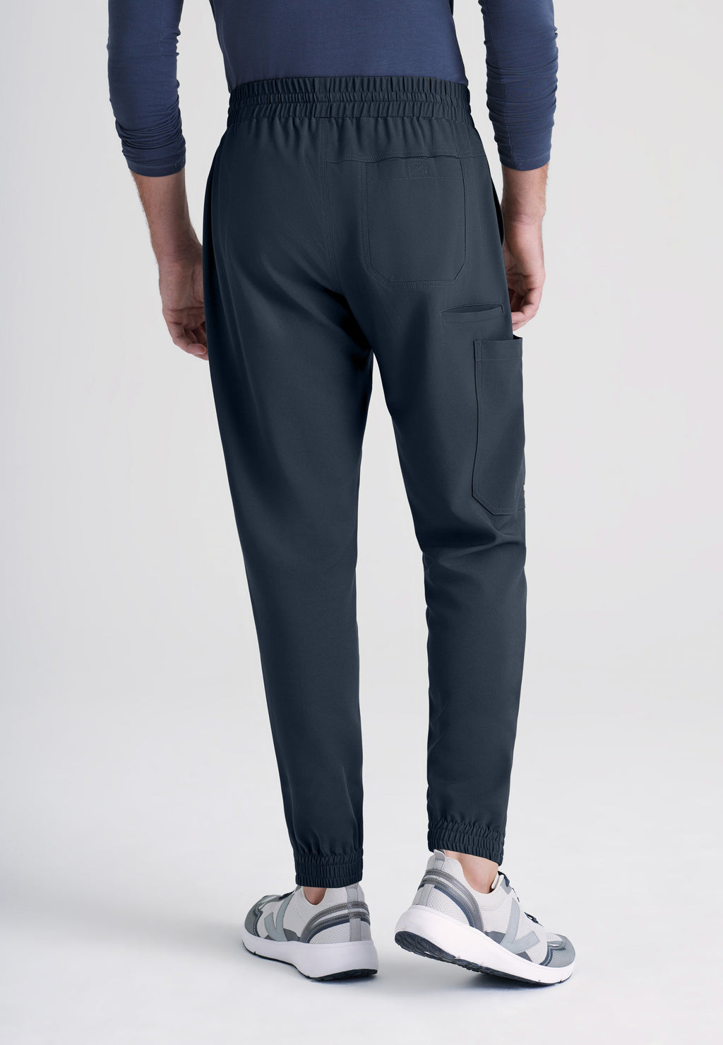Back View of the Voyager 5-Pocket CICLO® Jogger Scrub Pant in Steel from Grey's Anatomy™ by Barco Evolve
