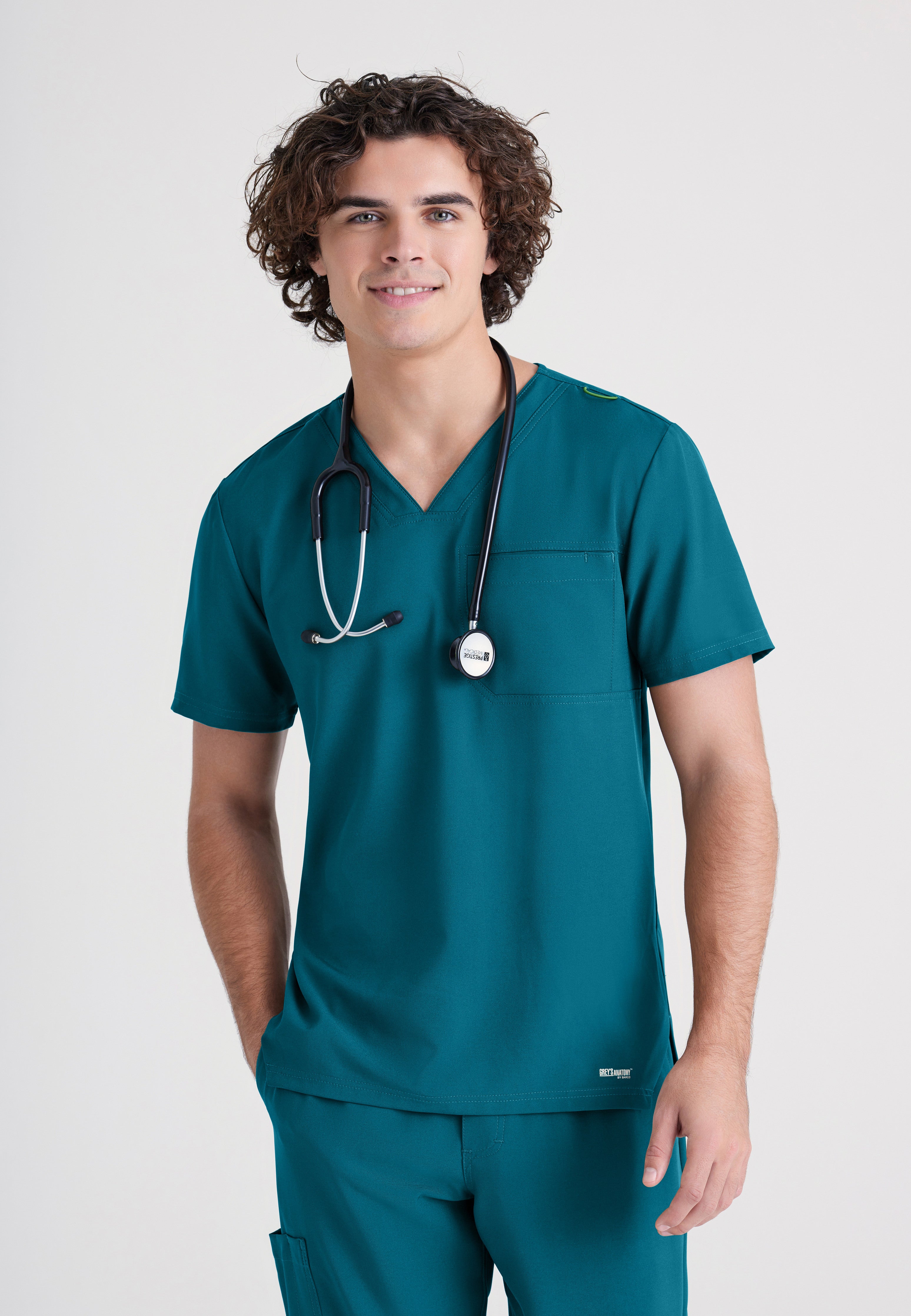 Front View of the Journey 1-Pocket Ciclo® Scrub Top in Bahama from Grey's Anatomy™ by Barco Evolve