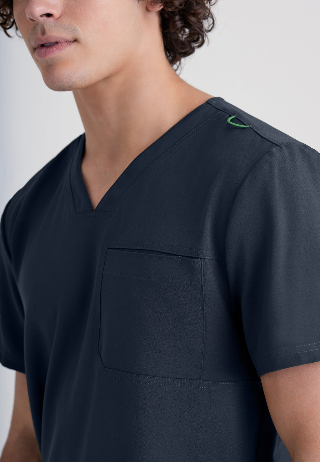 Detail Shot of the Journey 1-Pocket Ciclo® Scrub Top in Steel from Grey's Anatomy™ by Barco Evolve