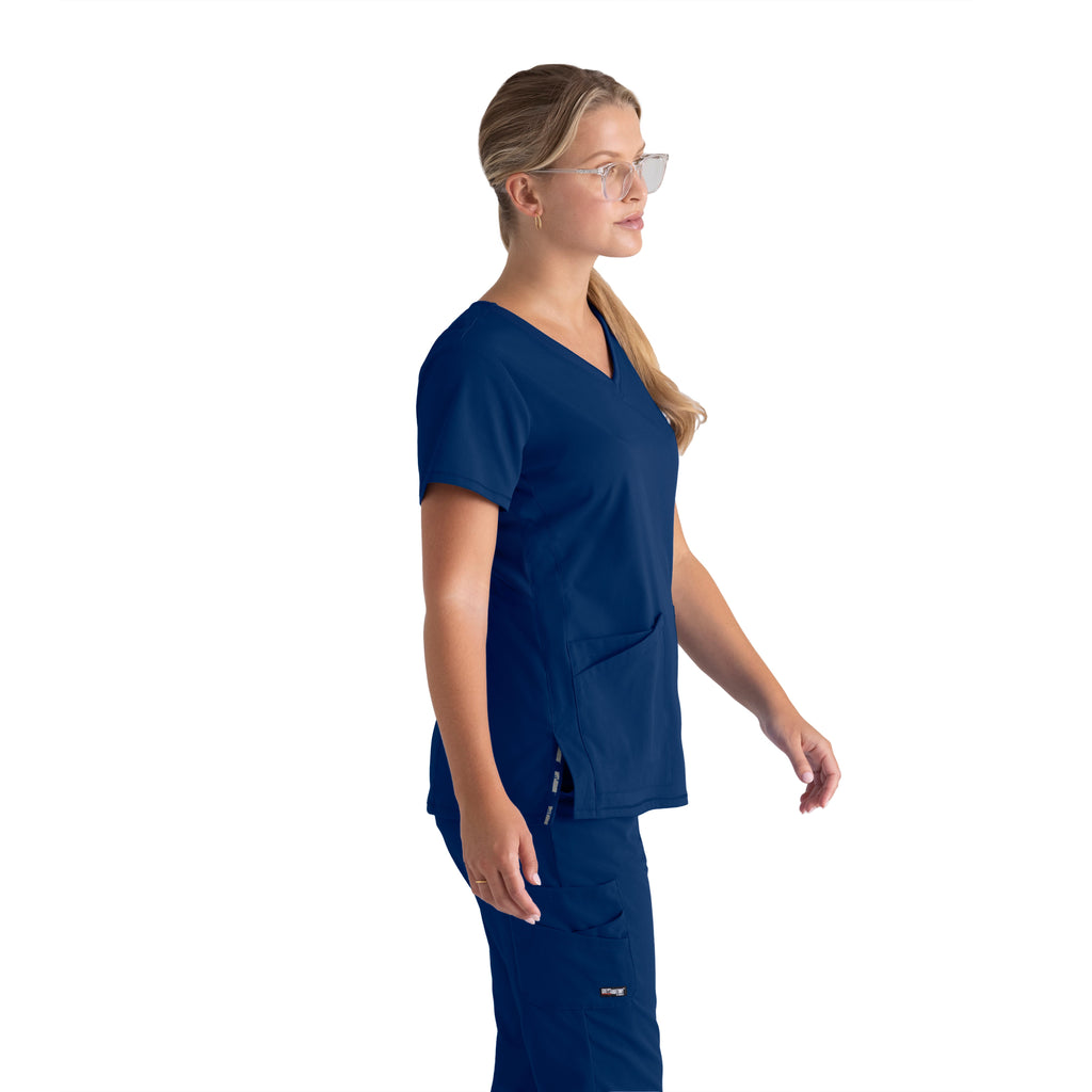 Serena 3-Pocket Curved V-Neck Scrub Top